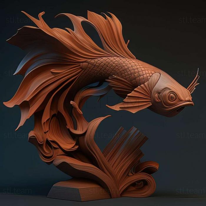 3D model Two  tailed fighting fish fish (STL)